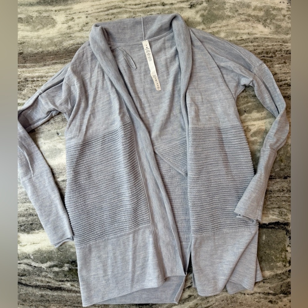 Lululemon Cardigan Sweater “Sit In Lotus Wrap II”
Heathered Chambray - Picture 4 of 9